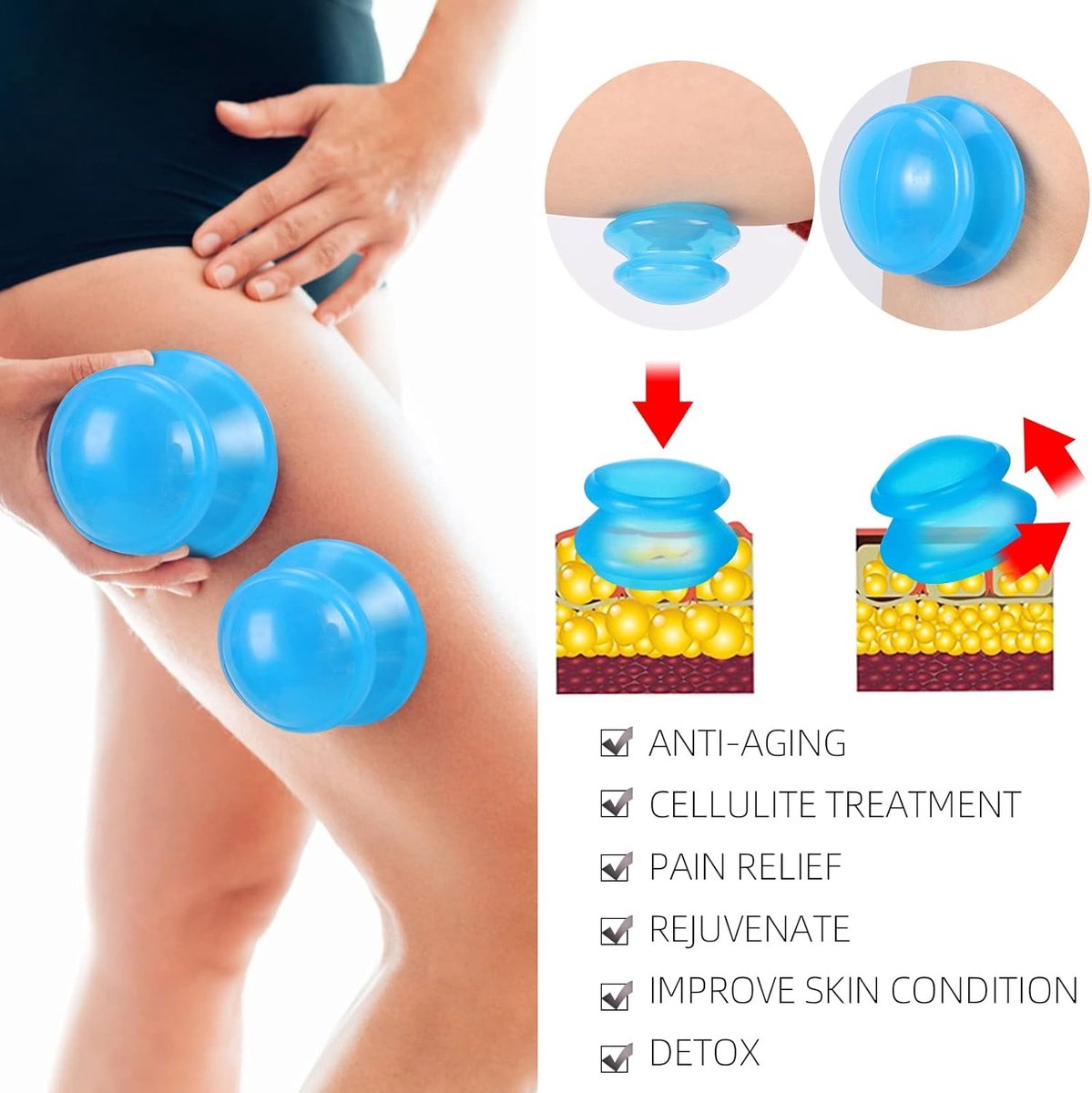 ZXCVWWE Mini Ventouses De Massage Naturelles Pour Le Visage, Les épaules, Les Jambes, Les Yeux, Le Corps