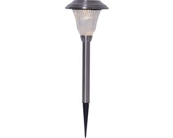Star Trading Solar paalverlichting Barcelona, padlamp, zilver, LED, schemersensor, warm wit, buiten, 41 cm