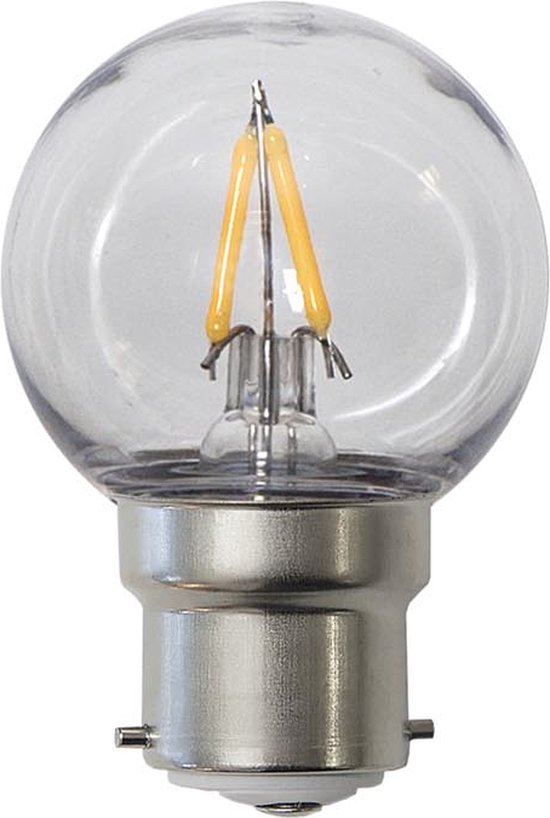 Petite ampoule LED ronde avec verre transparent et culot B22.
