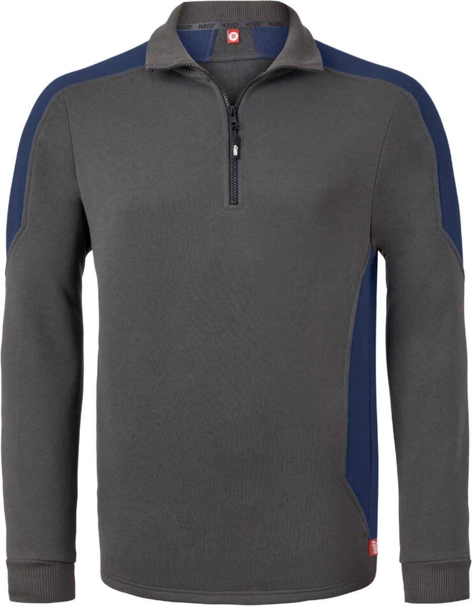 HAVEP Zipsweater Bicolor 10076 - Charcoal/Indigo Blauw - L