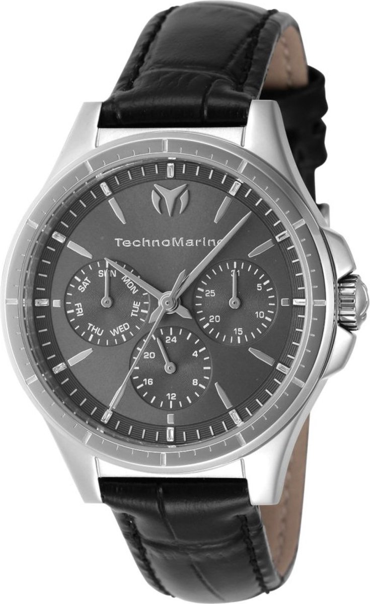TechnoMarine MoonSun TM-822055 Dames Horloge - Waterdicht - Analoog - Quartz Uurwerk - Roestvrij Staal met grijze Wijzerplaat - 36mm