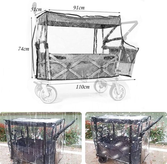 Opvouwbare regenbescherming 110 x 74 cm - transparante regenhoes met ritssluiting — afbeelding 4
