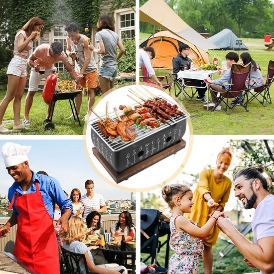 Houtskool Japanse Grill - Mini BBQ Grill Draagbare Kookplaat Tafeltop Party Accessoires BBQ Schoonmaakborstel van VULKCANEY — afbeelding 4