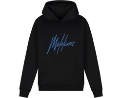 Malelions Hoodie signature gestreept - Zwart / Kobalt blauw