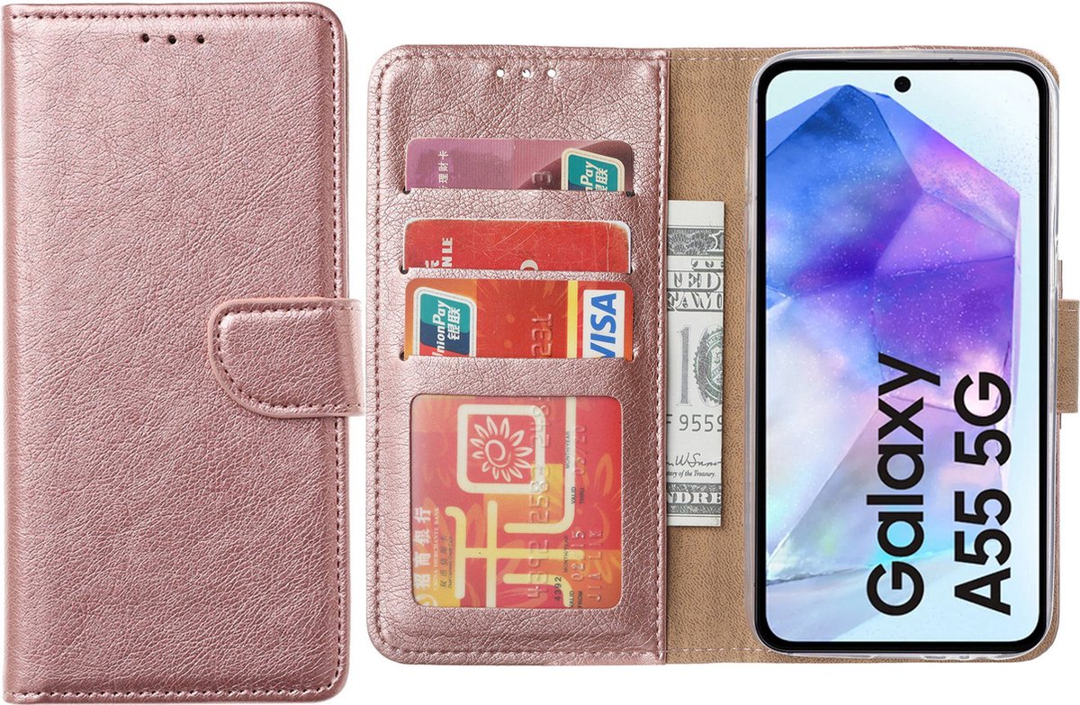 Hoesje geschikt voor Samsung Galaxy A55 5G hoesje - Arara bookcase- Rosegoud