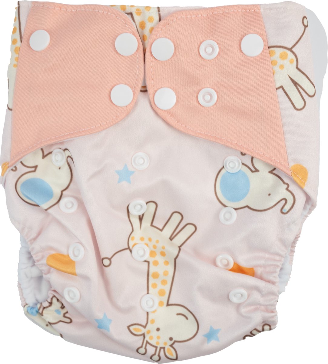 Goedkoopste Honeybears – Zwemluier wasbaar – Baby zwemluiers – Wasbare & Verstelbare zwemluier – Zwemluier baby - Rose met giraffe – 0-3 jaar