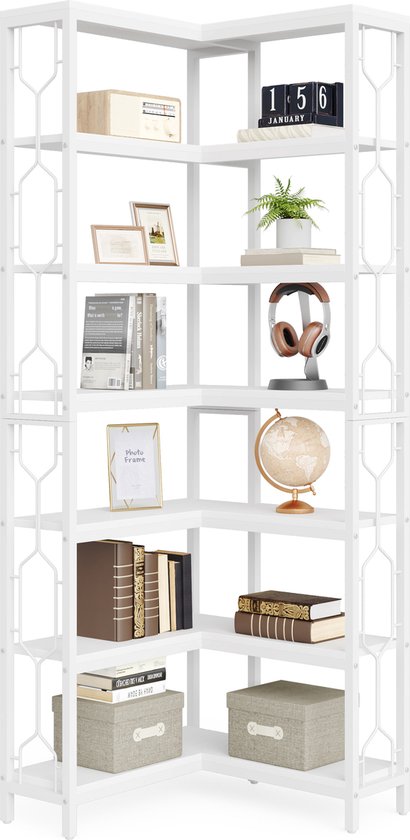 Tribesigns 6-Tier Hoekplank, 70,8 Inch Hoge Rustieke Hoek Boekenplank Opslag Etagere Boekenkast voor Woonkamer, Hoek Display Rack Plantenplank voor Thuis Keuken Kleine Ruimte (Vintage) (F1850
