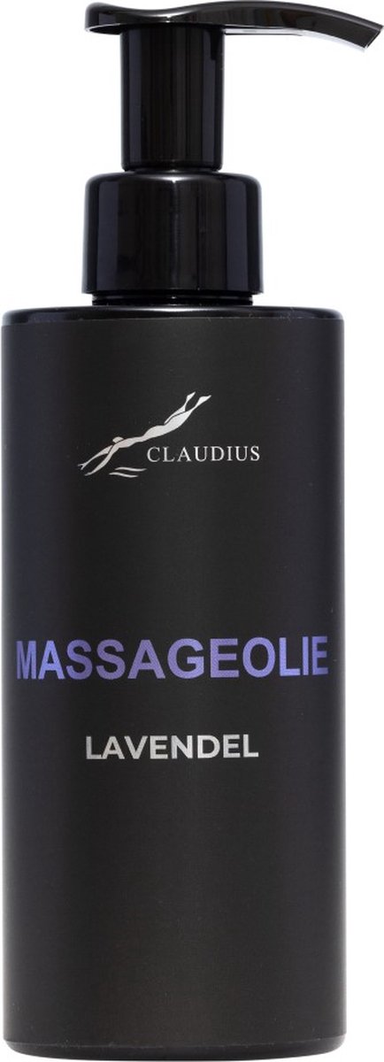 Goedkoopste Massageolie Lavendel 300 ml - met pomp - zwarte fles - 100 natuurlijk - biologisch en koud geperst
