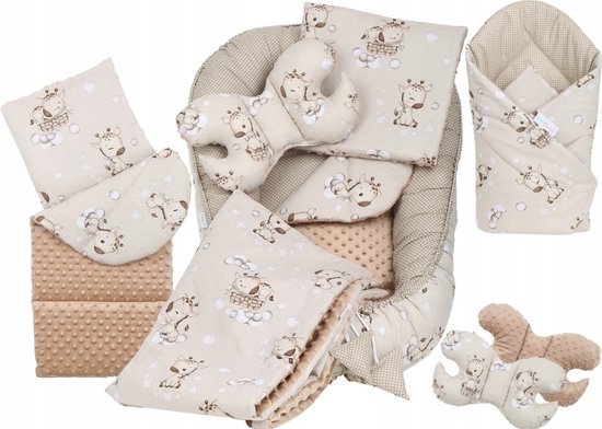 Foto: Babynestje set pasgeborenen knuffelnest baby nestje bed set 7 delig baby giraffe ko tex normen