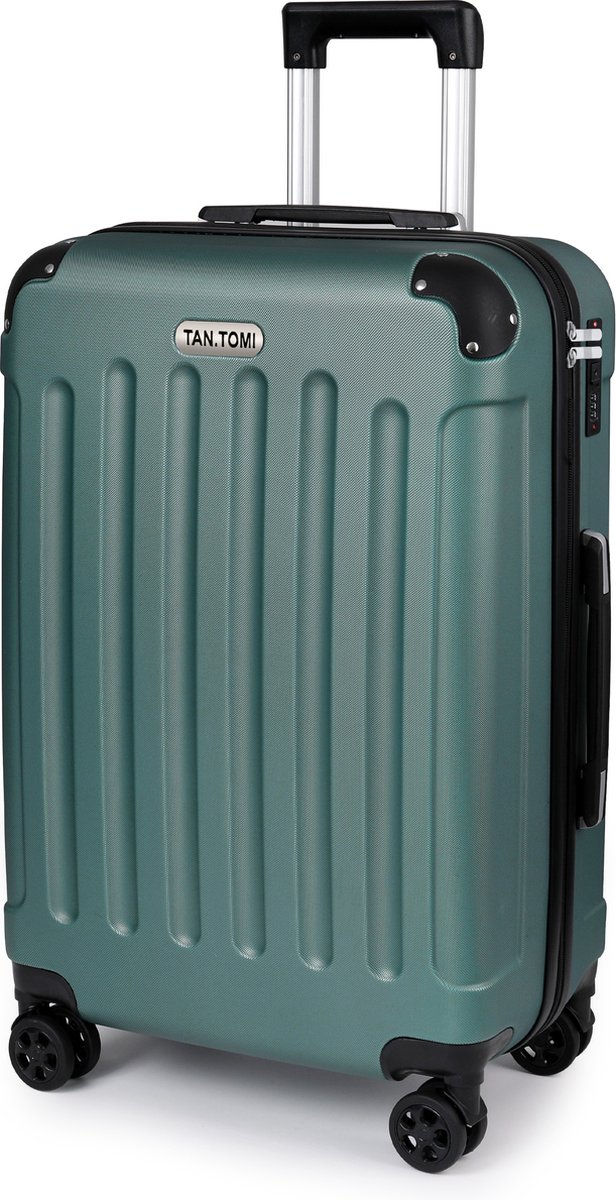 TAN.TOMI Reiskoffer Medium - 65L - Koffers -Trolley Koffer - Reiskoffer met wielen - Cijferslot - Lichtgewicht & Stevig - Donkergroen