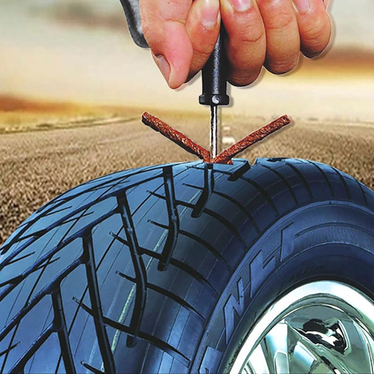 Proppen autoband - Navul veters - 120 Stuks - Bandenreparatieset Set - navul - Autobanden reparatie set - 10CM - Bandenreparatieset navul - Voordeelverpakking - Bandenreparatieset Set voor Auto - voor auto - bestelwagen - motorfiets - kofferbak thumbnail 3