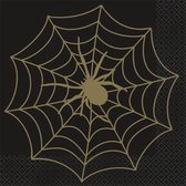 Black & Gold Spider Web servetten 16 stuks (20x20)