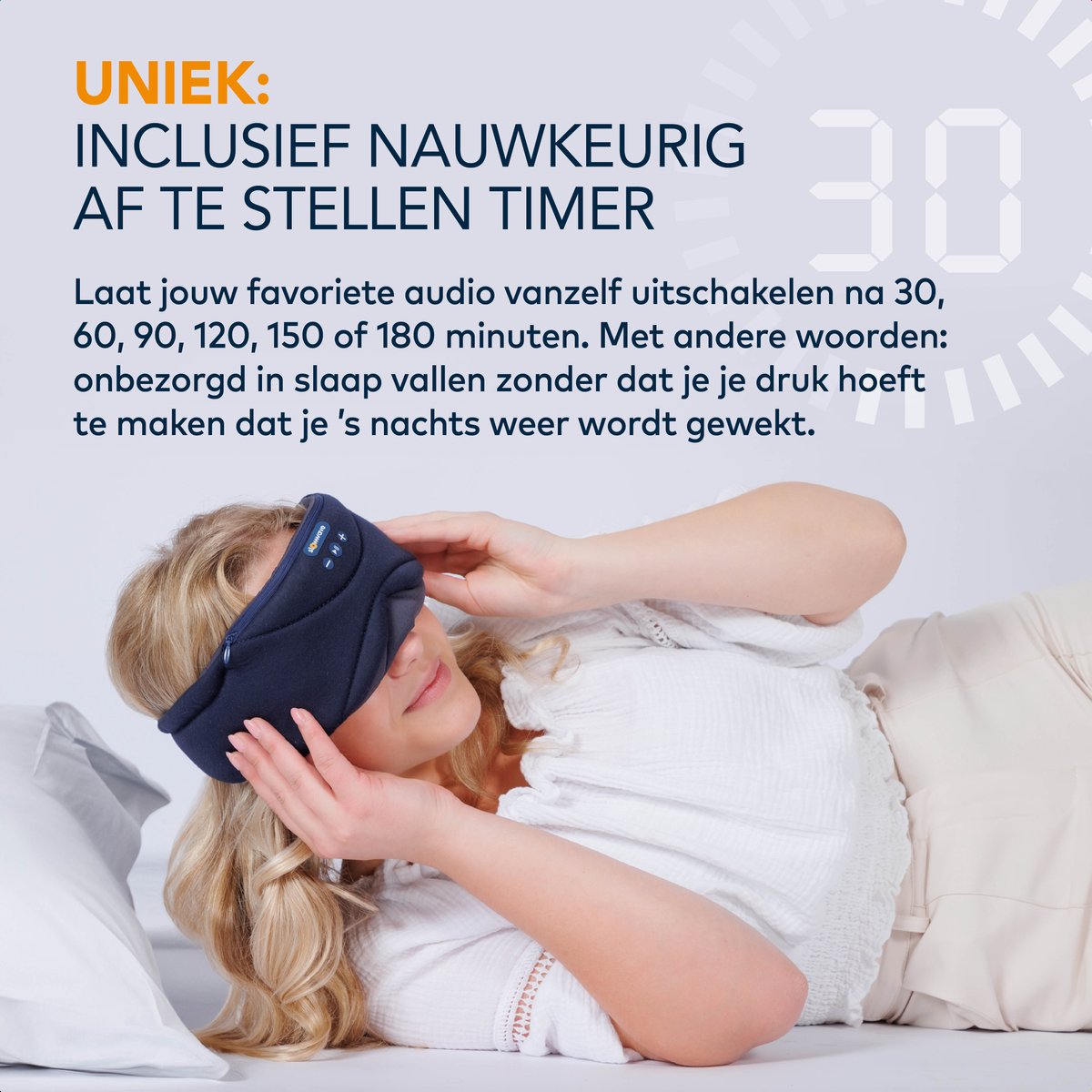 Slowwave Serenity Mask - New generation bluetooth slaapmasker - inclusief White, Pink en Brown Noise - Inclusief Binaural Beats - Met handige timer (onbezorgd in slaap vallen) - Ervaar het beste audio masker - Kleur: blauw — afbeelding 14