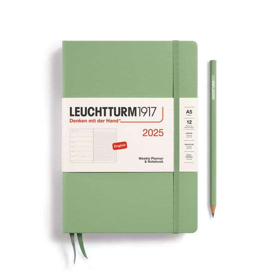 Foto: Leuchtturm1917 weekly planner notebook a5 medium 12 maanden 2025 hardcover sage