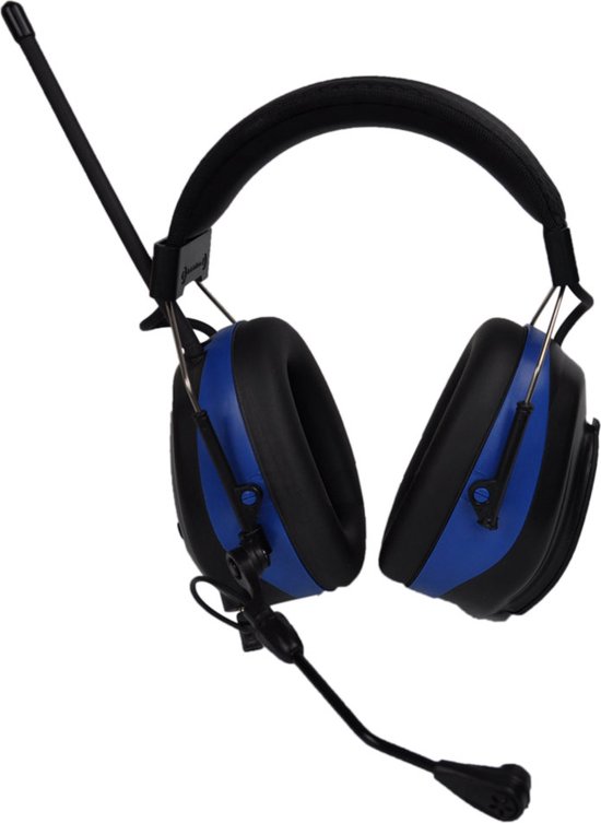 PROTEAR - Oreillettes Rechargeables avec Radio Numérique Bluetooth FM/ AM - Microphone Externe - SNR 30dB - Blauw