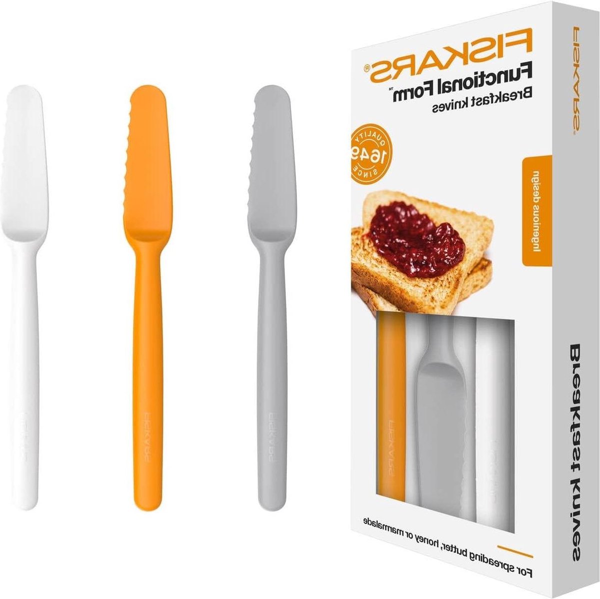 Ontbijtmessen Set - 3-delig - Kunststof - Wit/Oranje/Grijs - Functional Form 1016121