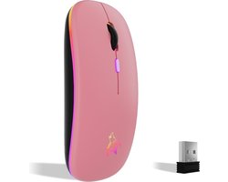 StayPowered Draadloze Muis - Ultieme Precisie en Comfort - 2,4 GHz & Bluetooth - 1600 DPI - LED-Verlichting - Ergonomisch Design - Oplaadbaar - Lange Standby - Roze - Levering Sneller dan Aangegeven!