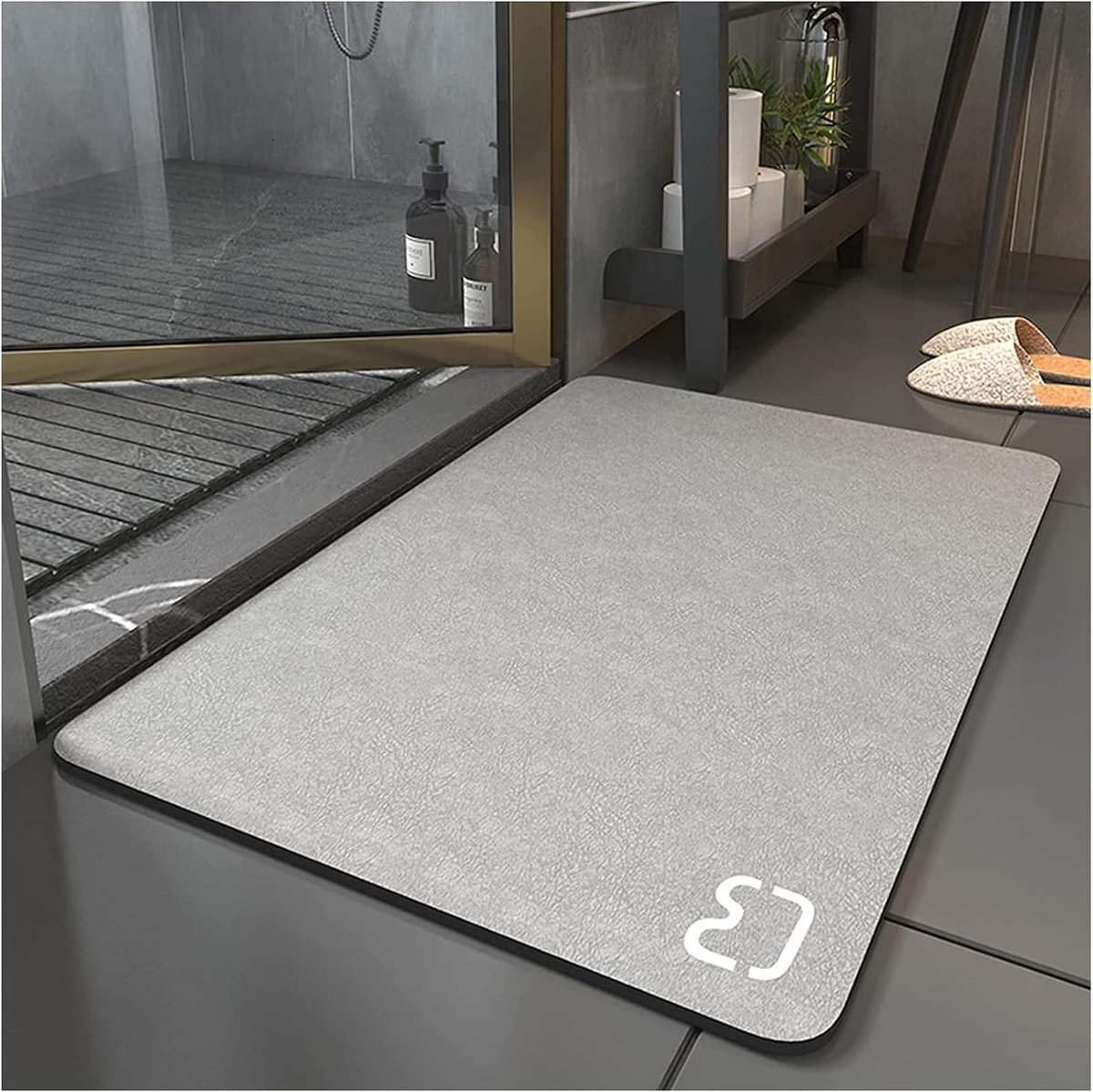 Lux Antislip Badmat, diatomeeënachtige super absorberende badmat, sneldrogende antislip douchemat, bad stenen mat badkamer vloermat, machinewasbaar (grijs, 40 x 60)