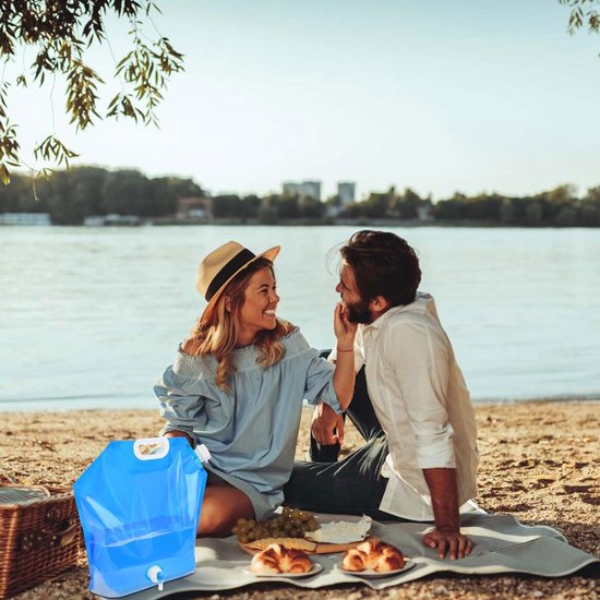 Relaxdays opvouwbare jerrycan set van 4, 10 liter, tapkraan, handvat, waterzak kamperen, BPA-vrij kunststof, doorzichtig