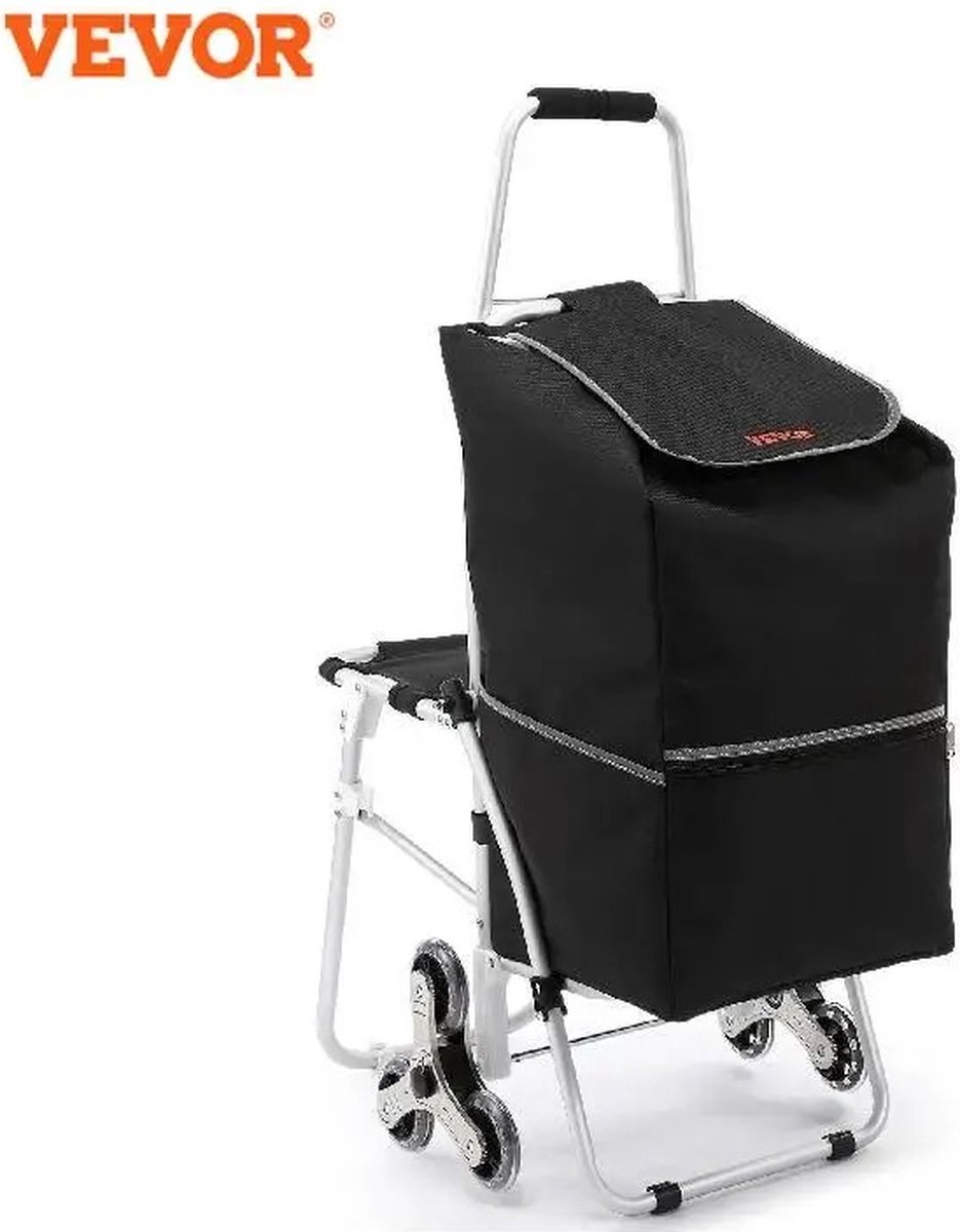 Bol.com - Stoel Trolley - Boodschappen Trolley - Trolley Voor Ouderen - Ingebouwde Stoel - Speciaal Ontwerp Voor Trappen - Zwart... aanbieding