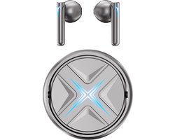 DrPhone FuturX TWS Bluetooth 5.3 Oordopjes - Semi-In-Ear Sport Oortelefoon - RGB Licht met Touch Control - Zilver
