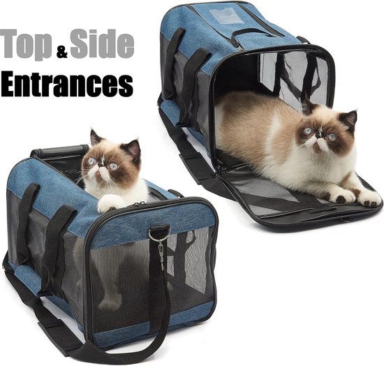 BYZESTY Transportbox kat hond kattentransportbox hondenbox opvouwbare hondentransportbox katten transportdozen hondentas kattenbox kattentransporttas incl. hondenbak, 42 x 27 x 28 cm (zwart 2
