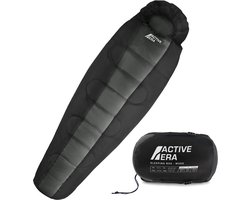 Active Era Professional Premium Slaapzak – 300 GSM Vulling en Waterafstotend – Mummieslaapzak met Binnenzak – 4 Seizoenen voor Kamperen, Camping, Backpacken, Hiken, Festivals, Logeren, Buitenhuis – Volwassenen & Kinderen – 220x80cm – Zwart
