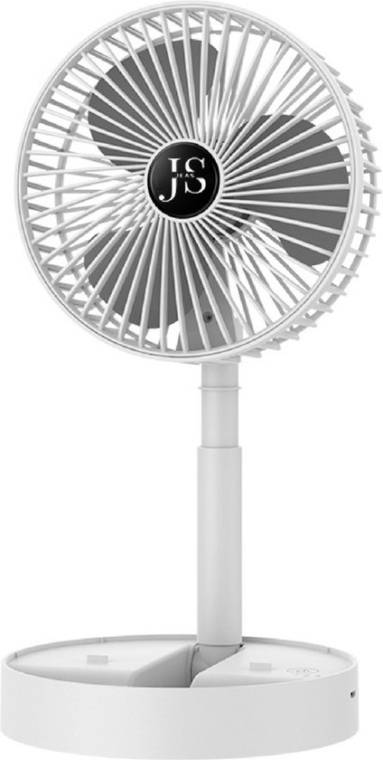 Jeas Mini Ventilator USB Oplaadbaar met Telefoonhouder, Compact, Stil, Verstelbaar, Draagbaar Tafelventilator