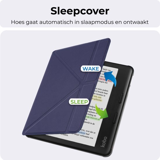 Hoesje Geschikt voor Kobo Libra Colour Hoesje Luxe Bescherm Case Trifold Met Screenprotector - Hoes Geschikt voor Kobo Libra Colour Hoes Book Cover - Donkerblauw van Hoesje  — afbeelding 3