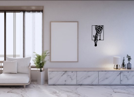 Djemzy - décoration murale salon - chambre - décoration murale - bois - noir - animaux - Zebra sur cadre - MDF 6 mm