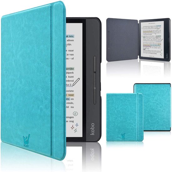 Hoesje geschikt voor Kobo Libra Colour - Book Case Premium Sleep Cover Leer Hoes met Auto/Wake Functie - Blauw van Hoesje  — afbeelding 2