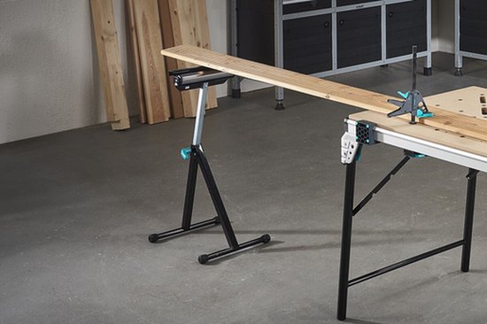 wolfcraft - Opvouwbare Zaagbok - Schraag - Onderstel afkortzaag - 50 kg 63-100 cm - Universele Rolbok - 6102300 - 10 JAAR GARANTIE van Wolf. — afbeelding 3