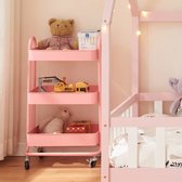 Bol.com Keukentrolley Pyhäntä met 3 manden 785x46x35 cm roze [en.casa] aanbieding