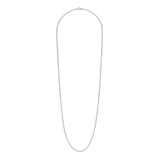 Lucardi Dames Ketting met gourmet schakel - Echt Zilver - Ketting - Cadeau - 60 cm - Zilverkleurig