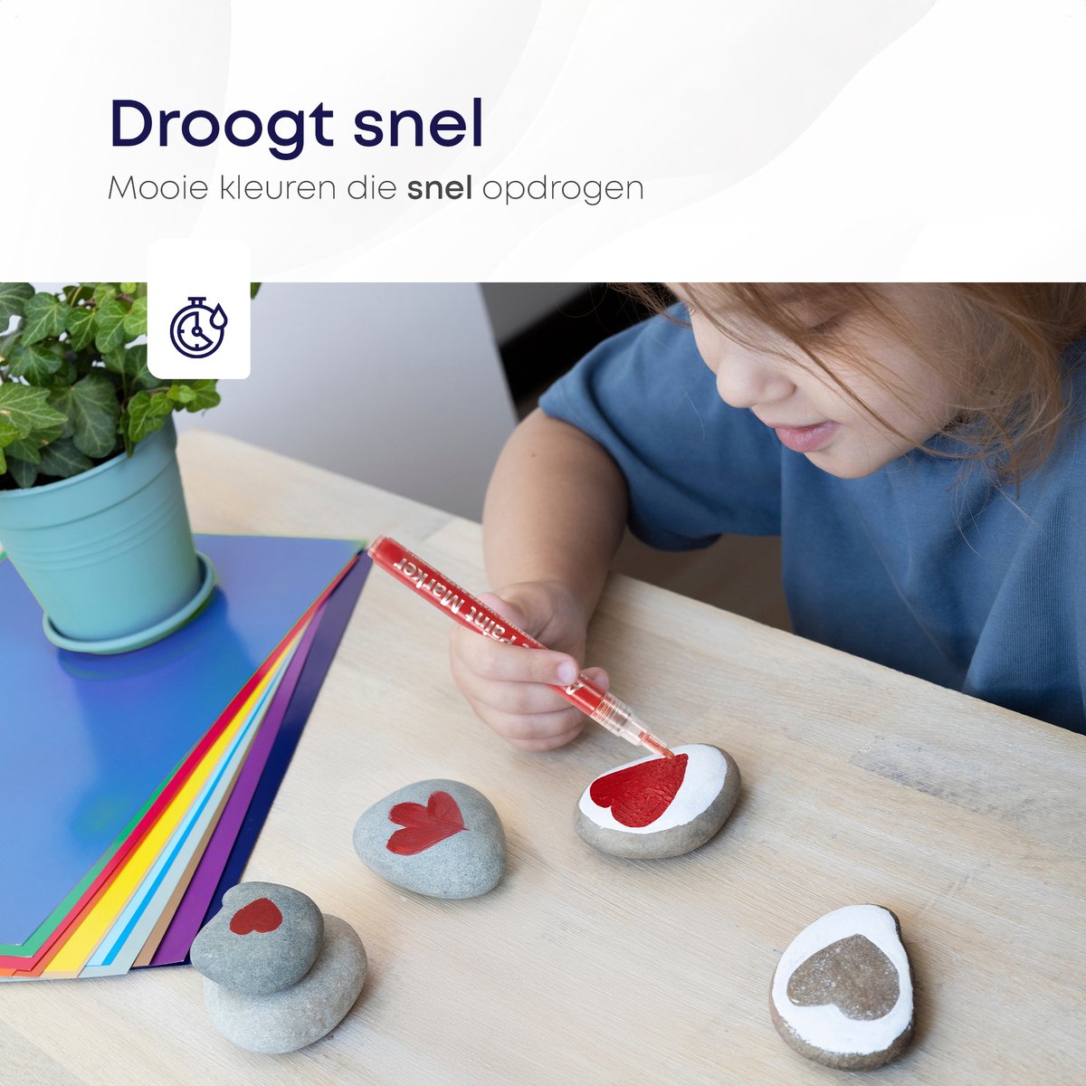 TrenDingz® Premium Acryl Verf Stiften - 24 Stuks Kleuren - Happy Stones Stenen Schilderen - 0,7 mm tip - Acrylverf Tekenset Acrylstiften - Kinderen & Volwassenen — afbeelding 7