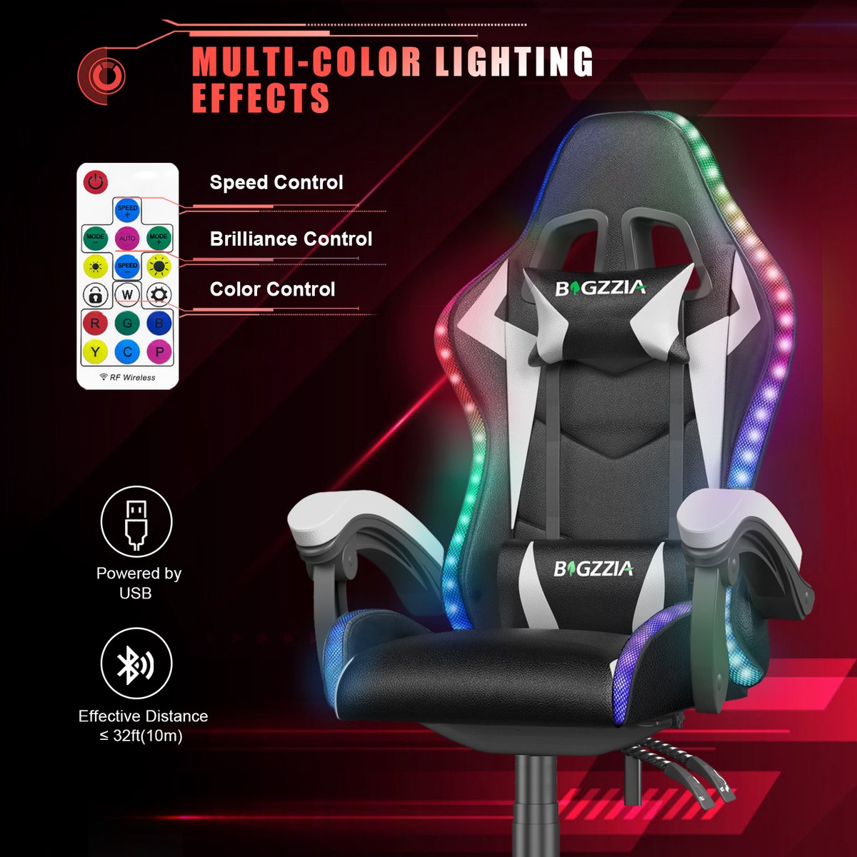 Gaming Ergonomische Bureaustoel met LED - afbeelding 3