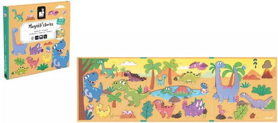 Janod - Magneti Stories Dinosaurus – Educatieve Magneetset Met 30 Magneten – Magneetboek - Fantasierijk Speelgoed - Geschikt Voor Kinderen Vanaf 3 Jaar