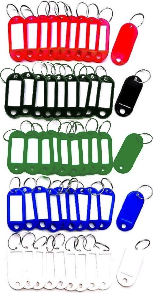 Sleutellabels 50 stuks in 5 verschillende kleuren.