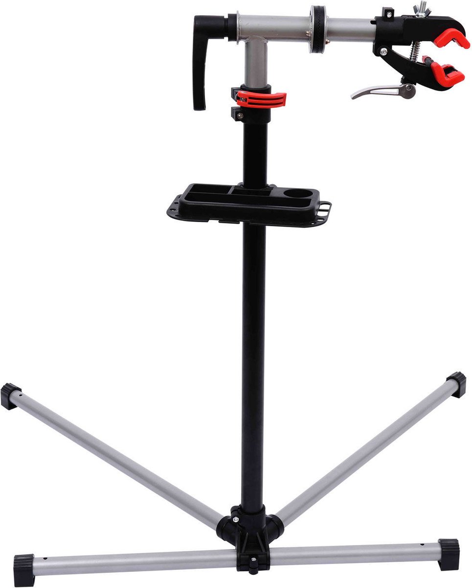 HOMCOM Fietsmontagestandaard, reparatiestandaard, montagestandaard met gereedschapsbak fiets B4-0081n