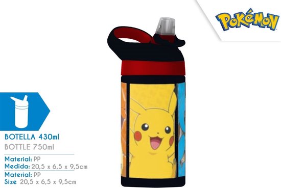 Pokemon Drinkfles 473ml. - Pikachu - Squirtel - Charmander - Schoolfles - Lunchfles - Beker