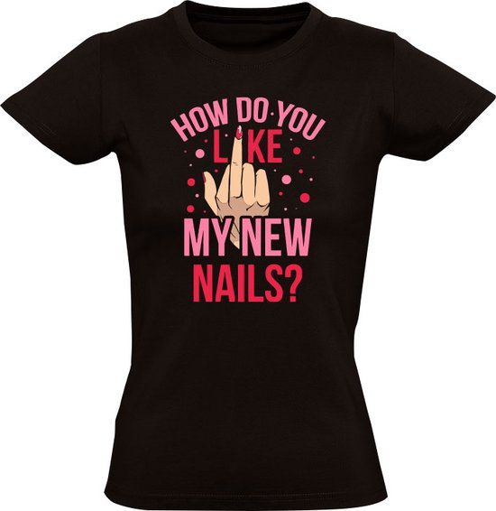 Nagels Middelvinger Dames T-shirt - schoonheidssalon - manicure - nagelstyliste - vrouw - shirt