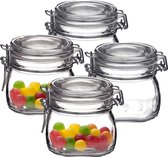 Bormioli Rocco Voorraad/weckpot - 4x - glas - transparant - 10 x 10 cm - 500 ml