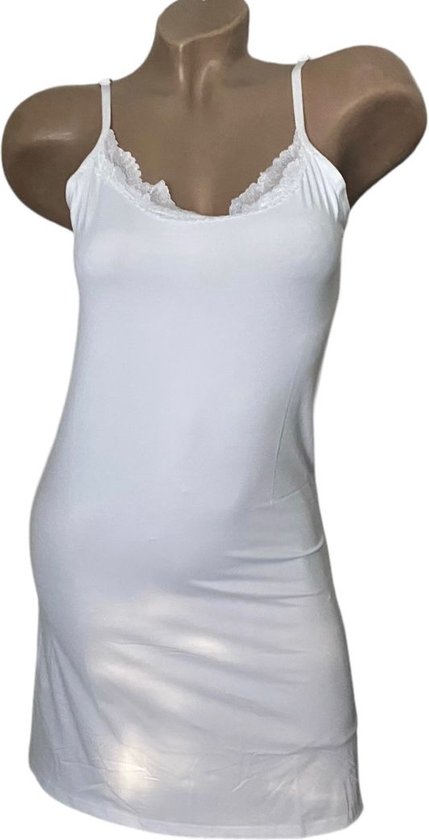 BestSale247 Dames onderjurk met brede bandjes kort ca. 90 cm of lang ca. 120 cm - onderrok nachthemd, zwart, kort, L/XL
