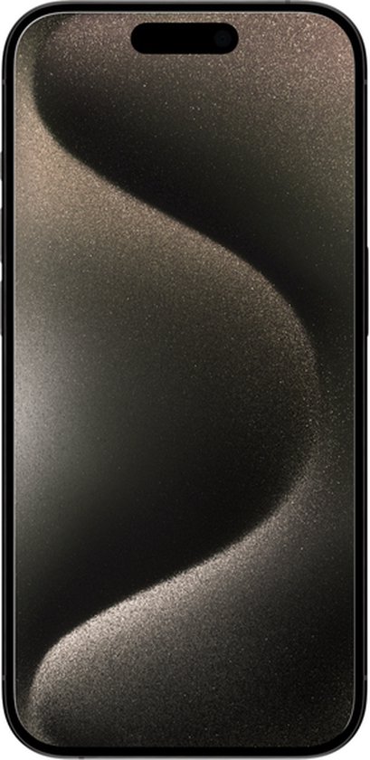 Donkergrijze iPhone met een golvend, licht glinsterend schermpatroon.