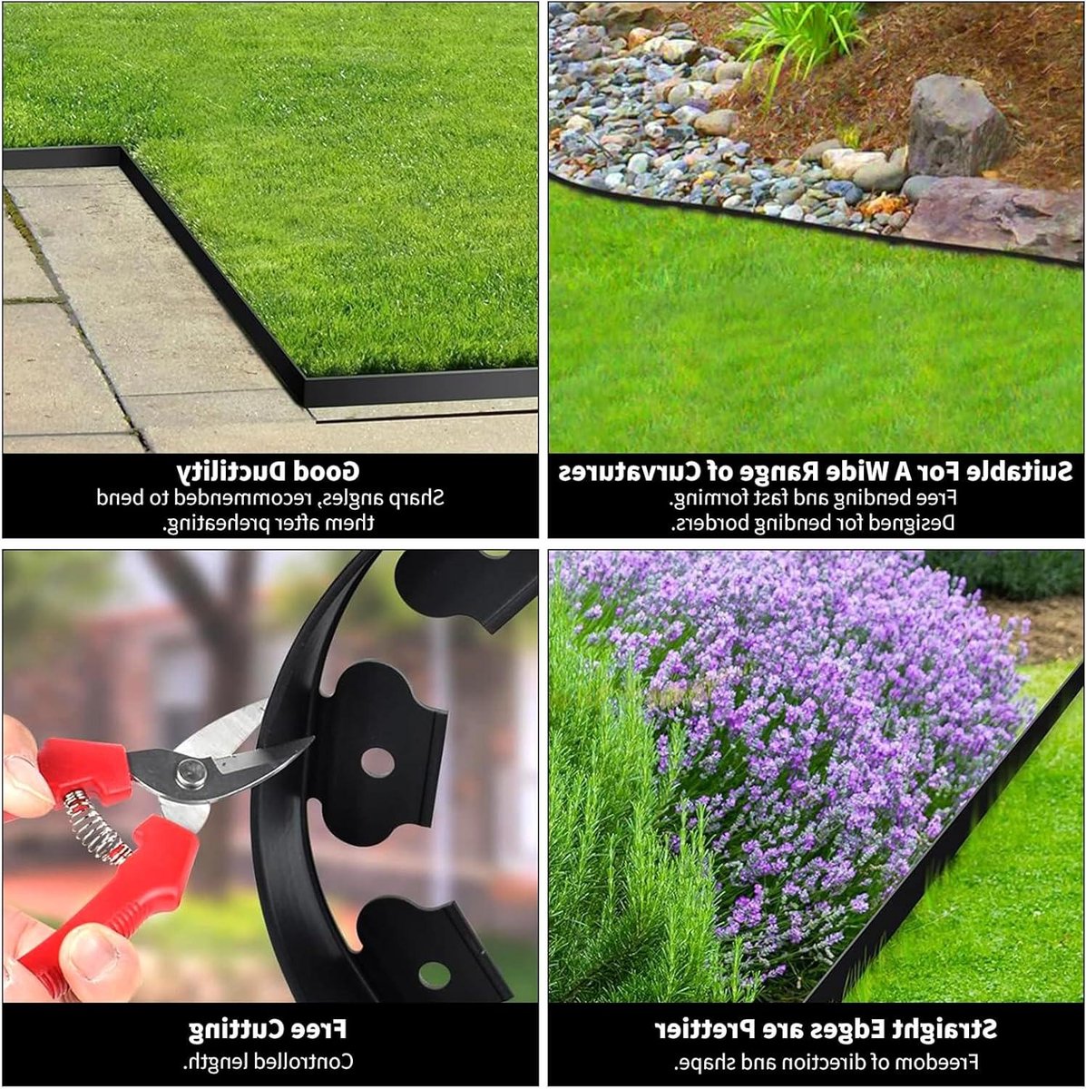 Flexibele tuinrand van kunststof - 20 meter - zwart - inclusief 50 bevestigingsnagels