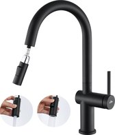 Uittrekbare Douche Kraan Geborschte Afwerking Kraan SCHÜTTE 99705 Vital Sensor-spoelbakarmatuur, Keuken, Keukenkraan Met Uittrekbare Douche, Automatische Waterkraan Met Sensor, Mengkraan, Gootsteen, Contactloze Infrarood-armatuur, Roestvrij Staal