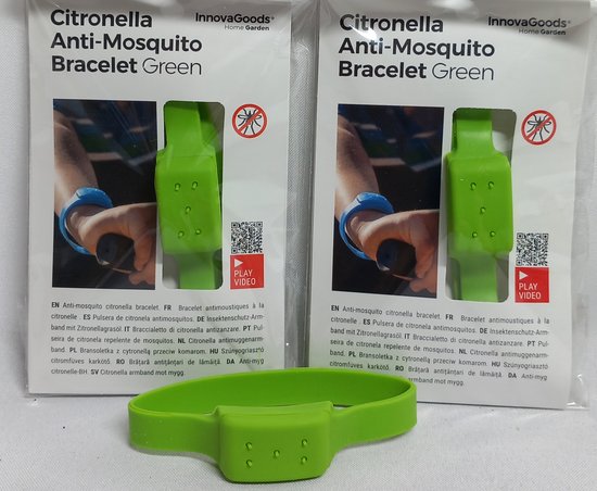 Muggenwerende armband – siliconen – citronella – groen – set van 3