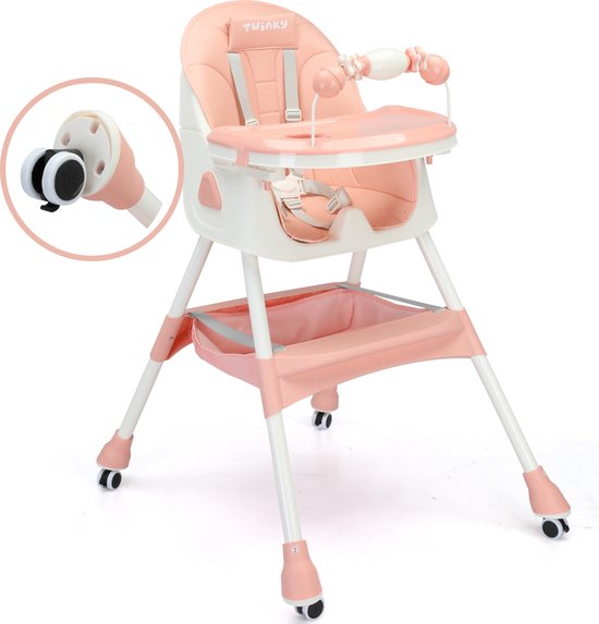 Foto: Twinky kinderstoel maxi 3 in 1 kinderwagen set roze inklapbare eetstoel baby wagentje en babystoel voor aan tafel kinderzetel peuterstoeltje en meegroeistoel in 1