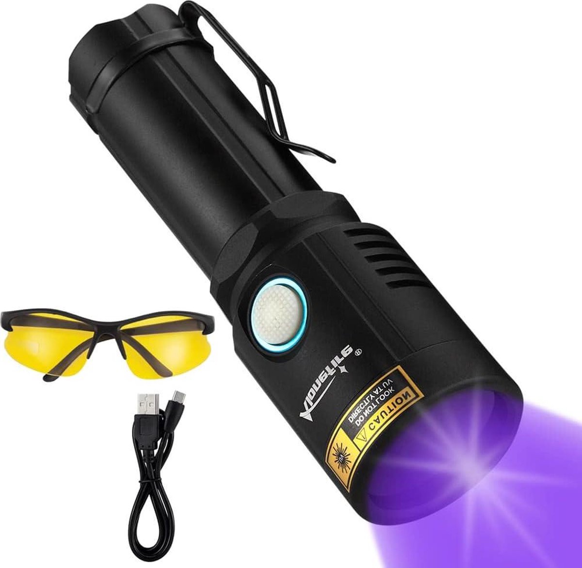 10 W krachtige oplaadbare USB zaklamp UV LED 365 nm zwart licht urinedetector voor harsverf fluoresceïne met UV-veiligheidsbril batterij inbegrepen