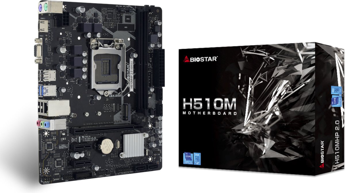 Biostar H510Mhp 2.0 Moederbord Intel H510 Lga 1200 (Socket H5) Micro Atx - afbeelding 2